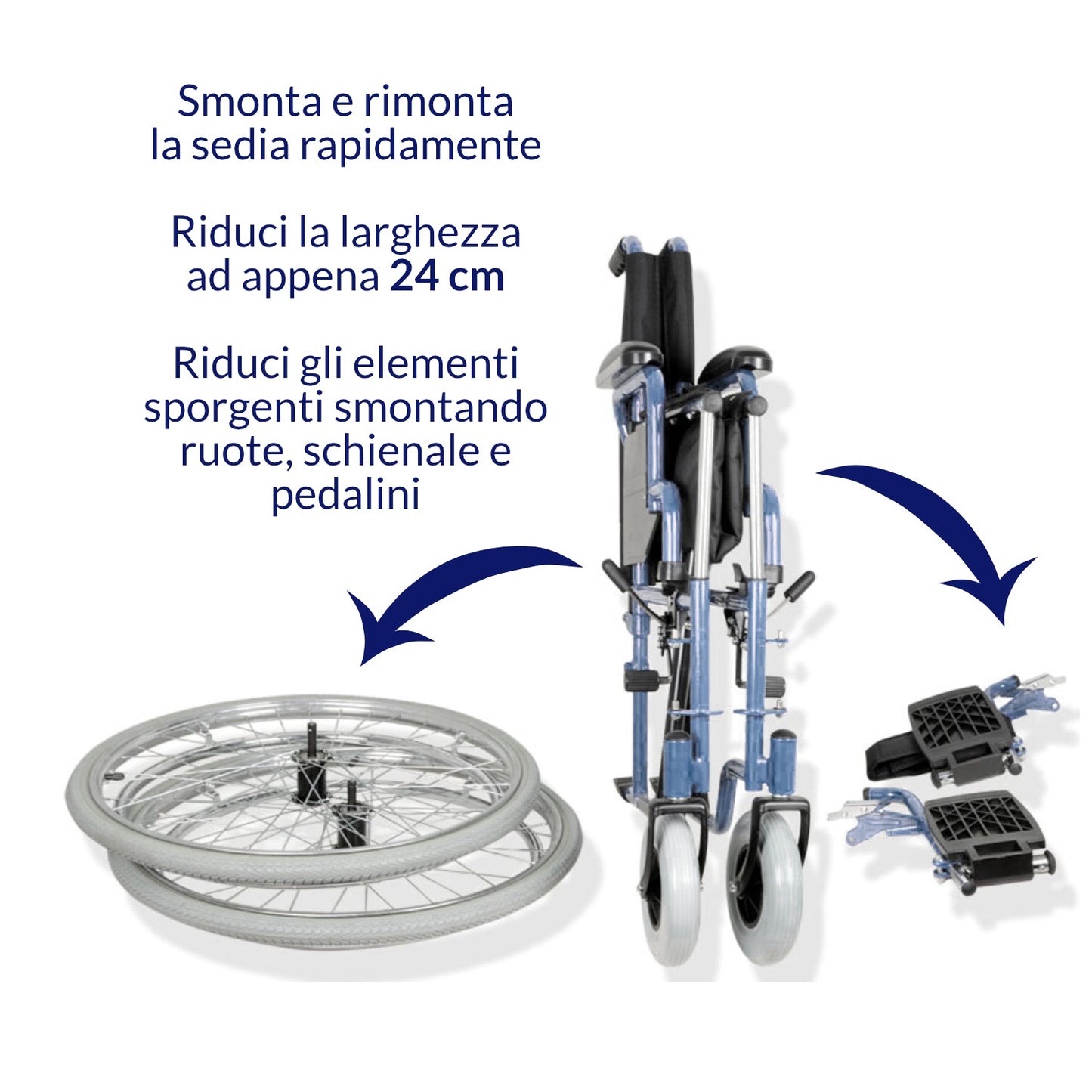 Sedia a Rotelle Smontabile Auxilia Advanced: Comfort, Sicurezza e Praticità Seduta 45cm