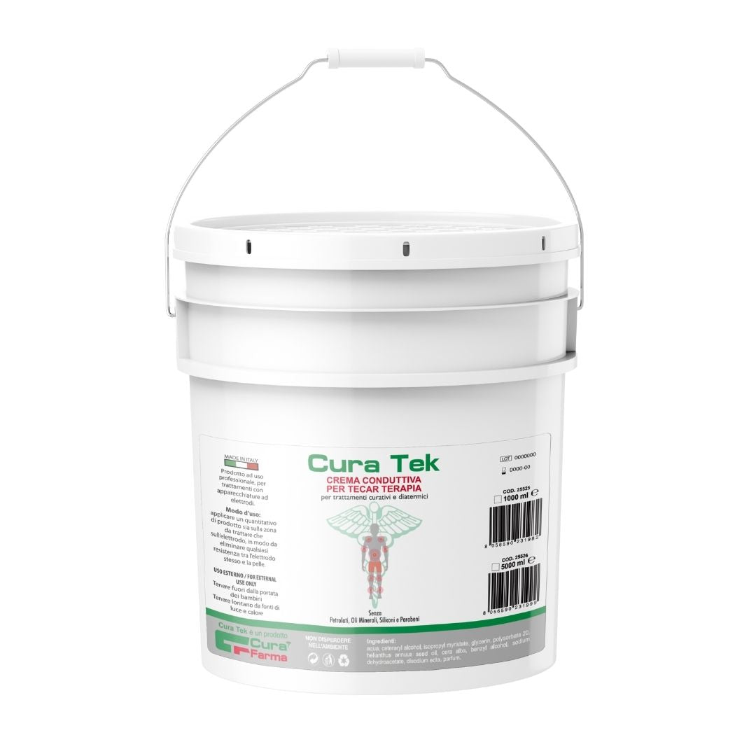 Crema per Tecaterapia CuraTek Tecar Conduttiva Fluida Idratante 5 Litri Diatermia Radiofrequenza (5L) Formato Convenienza