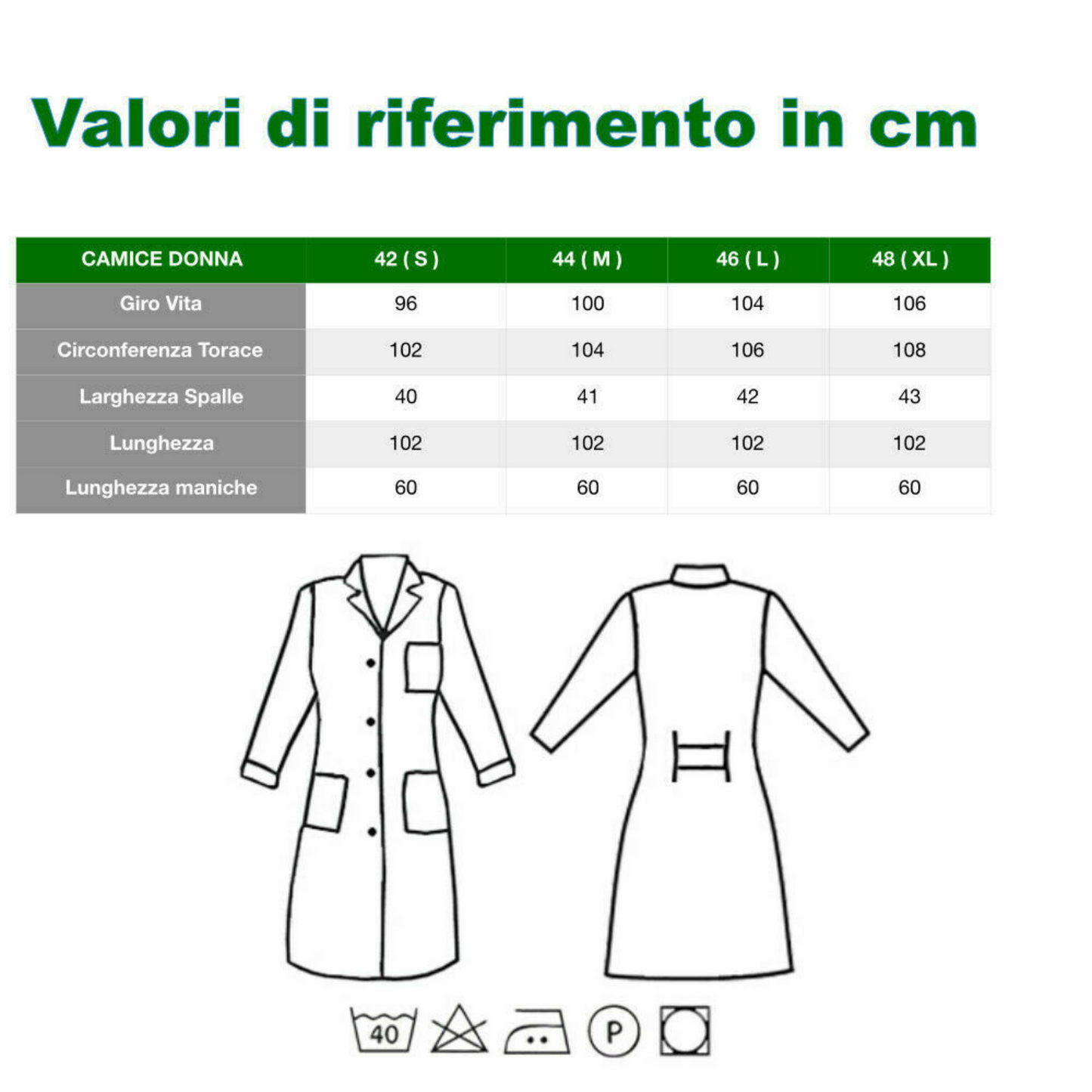 Camice MEDICO DONNA Cotone Made in Italy Camice INFERMIERE LAVORO LABORATORIO