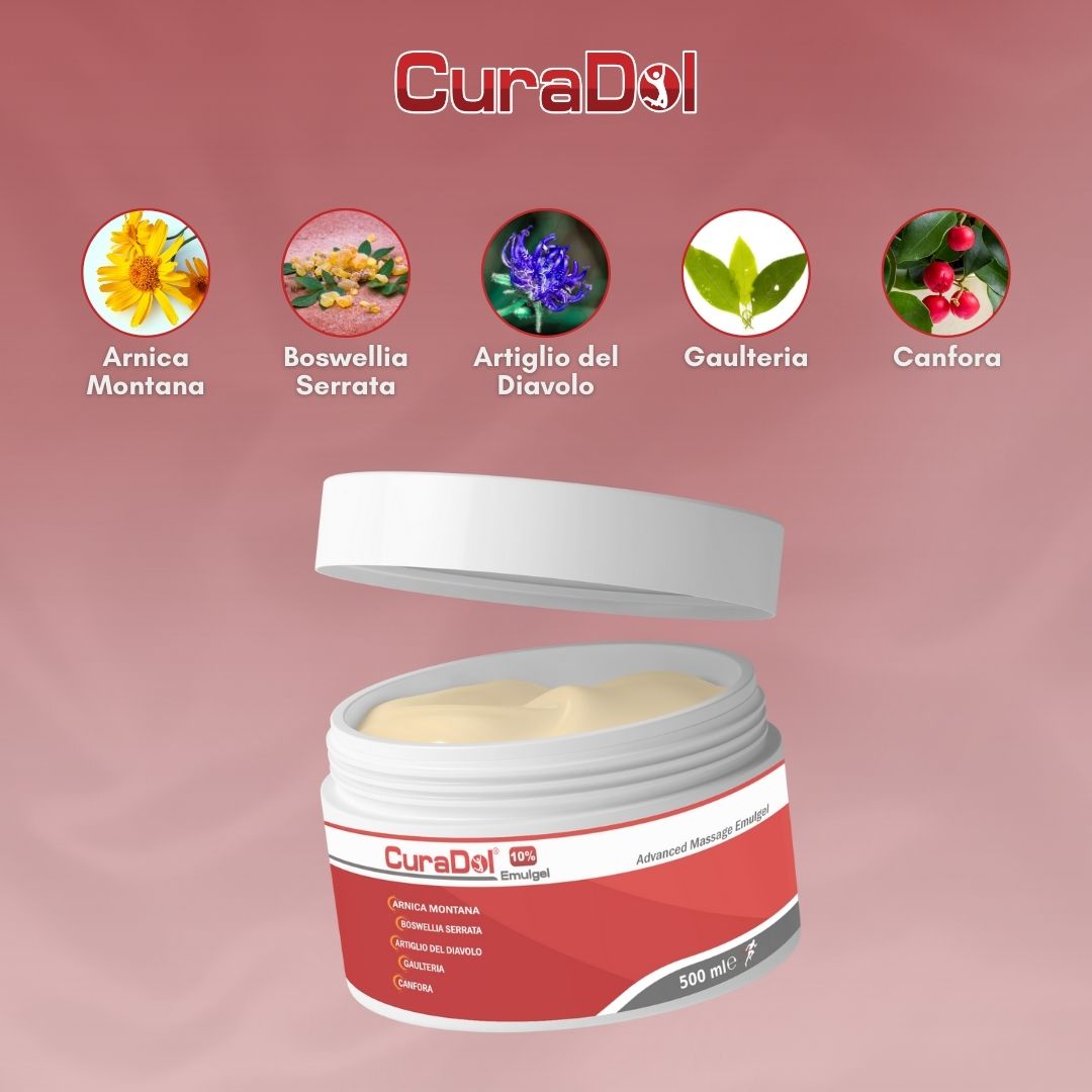 CuraDol Emulgel 10% Freddo Pomata Arnica Forte, Artiglio del Diavolo 500ml