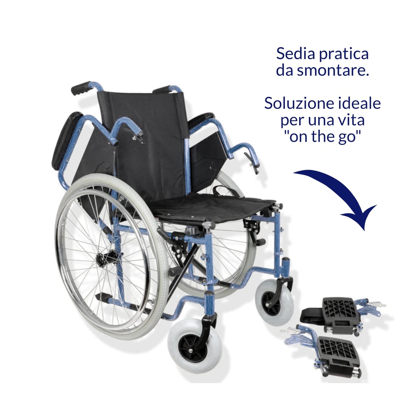 Sedia a Rotelle Smontabile Auxilia Advanced: Comfort, Sicurezza e Praticità Seduta 45cm