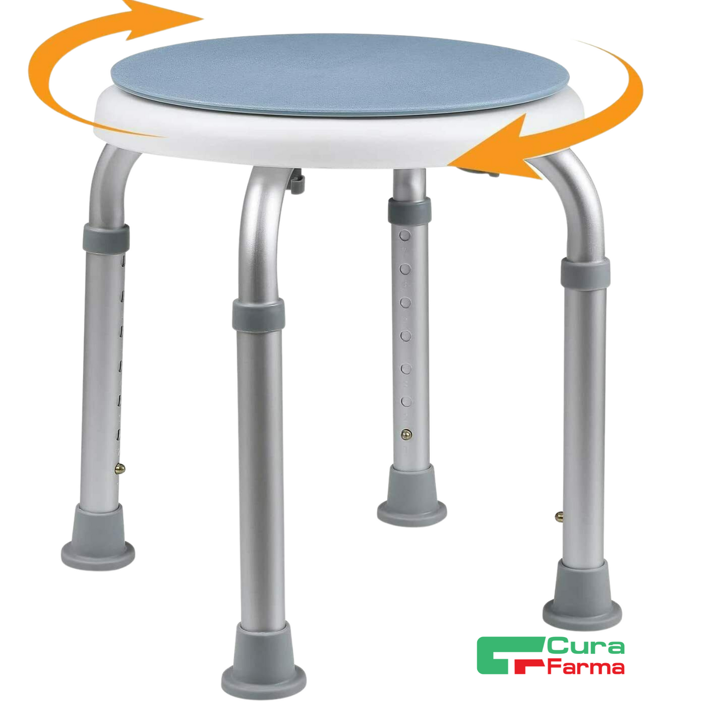 Cura Active Sgabello DOCCIA GIREVOLE. Rotazione 360° Adatto ad Anziani e Disabili. Originale Cura Farma