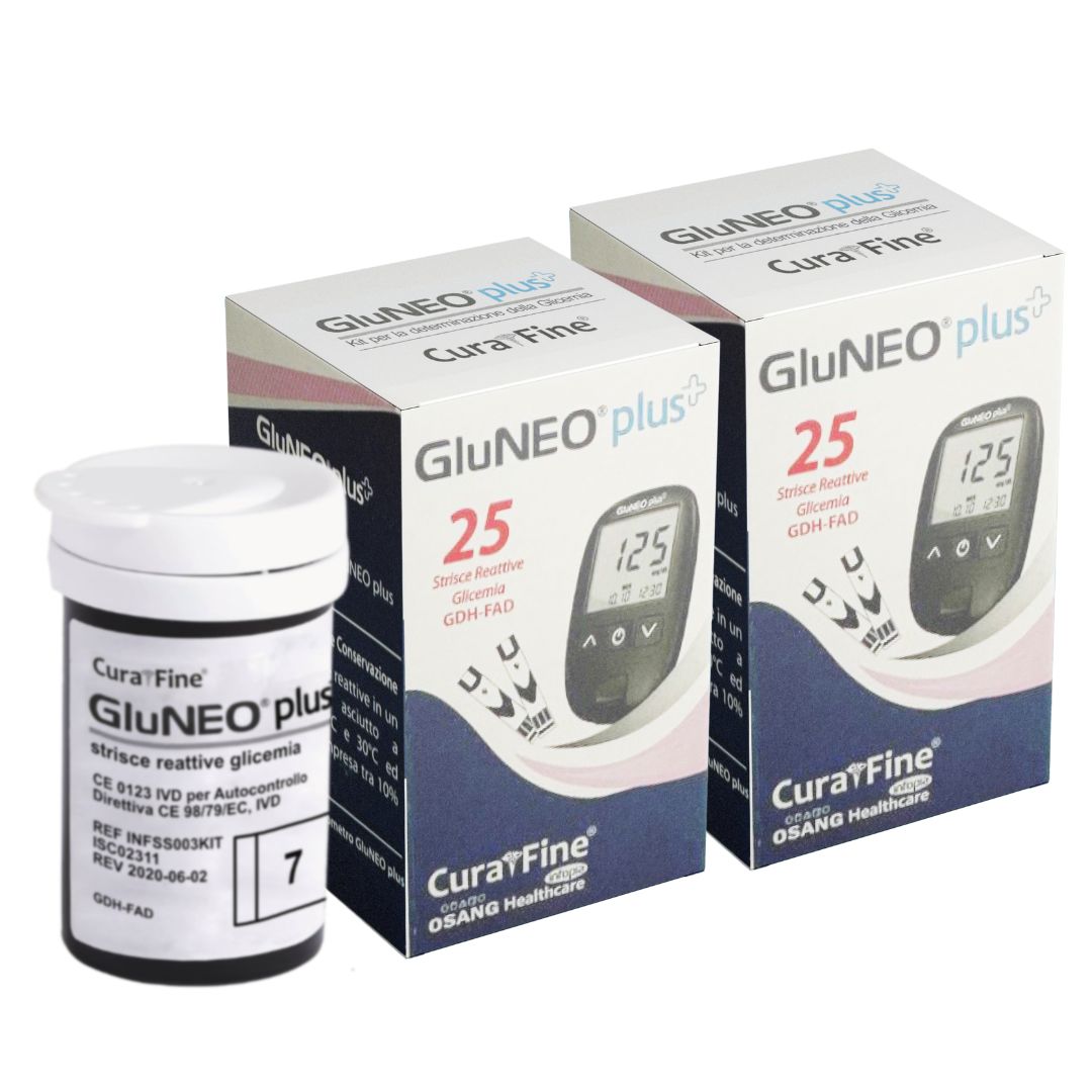 Strisce REATTIVE Misurazione e Controllo GLICEMIA COMPATIBILI Glucometro GluNeo+