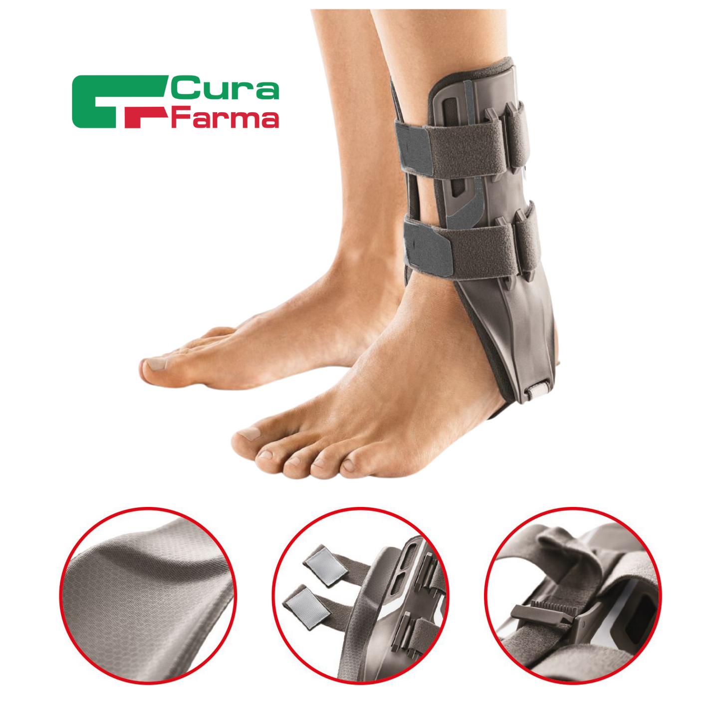 CAVIGLIERA Ortopedica CONFORT Chiusura Strap REGOLABILE Tutore per Distorsioni e Traumi SPORT