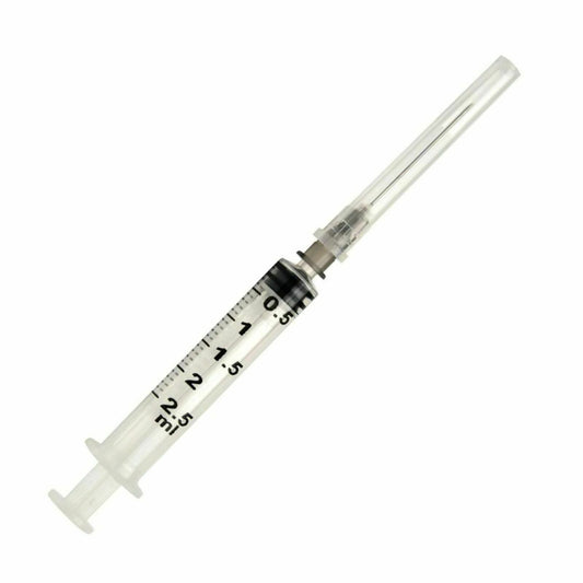 Siringa STERILE 2.5 ML Monouso 100 Siringhe INDOLORE attacco LUER con AGO