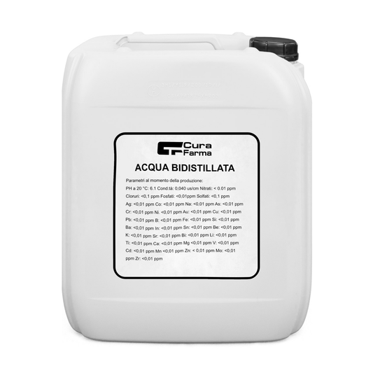 Acqua BIDISTILLATA Tanica 5L TAPPO Vite Sigillato USO INDUSTRIALE-CLINICO