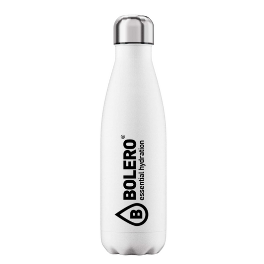 BOLERO Drinks Borraccia TERMICA Bianca Logo BLACK 500ML Doppia Camera INOX