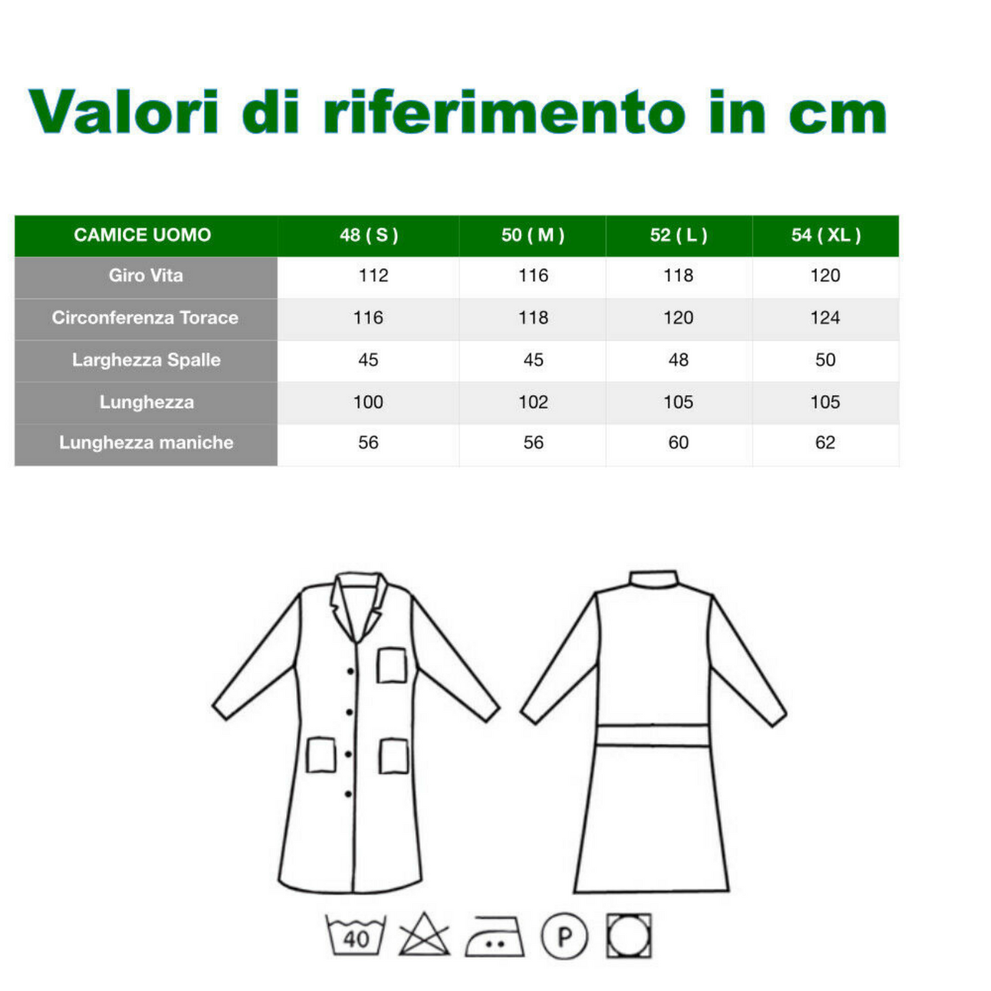 Camice MEDICO UOMO  Cotone Made in Italy Camice INFERMIERE LAVORO LABORATORIO