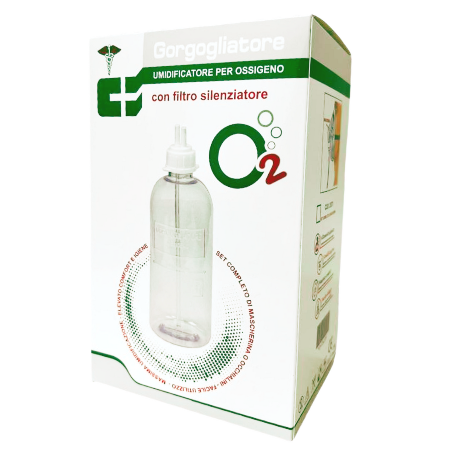 Gorgogliatore O2 con Occhialini e Tubo, per Terapia Ossigeno Professionale