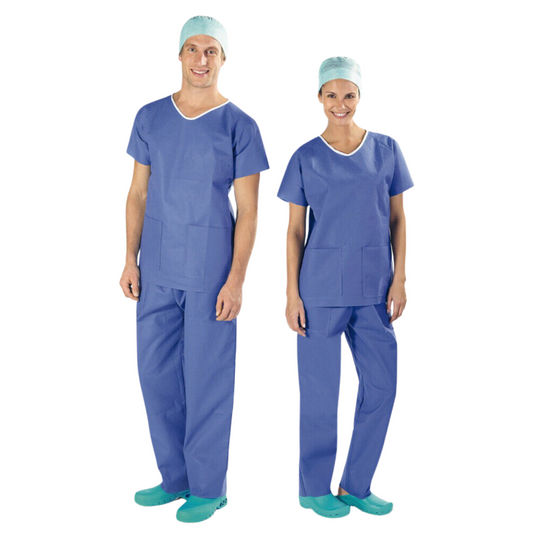 Divisa BLU Ospedaliera 10 CAMICI 30g Casacca Pantalone TNT Monouso Diverse Taglie