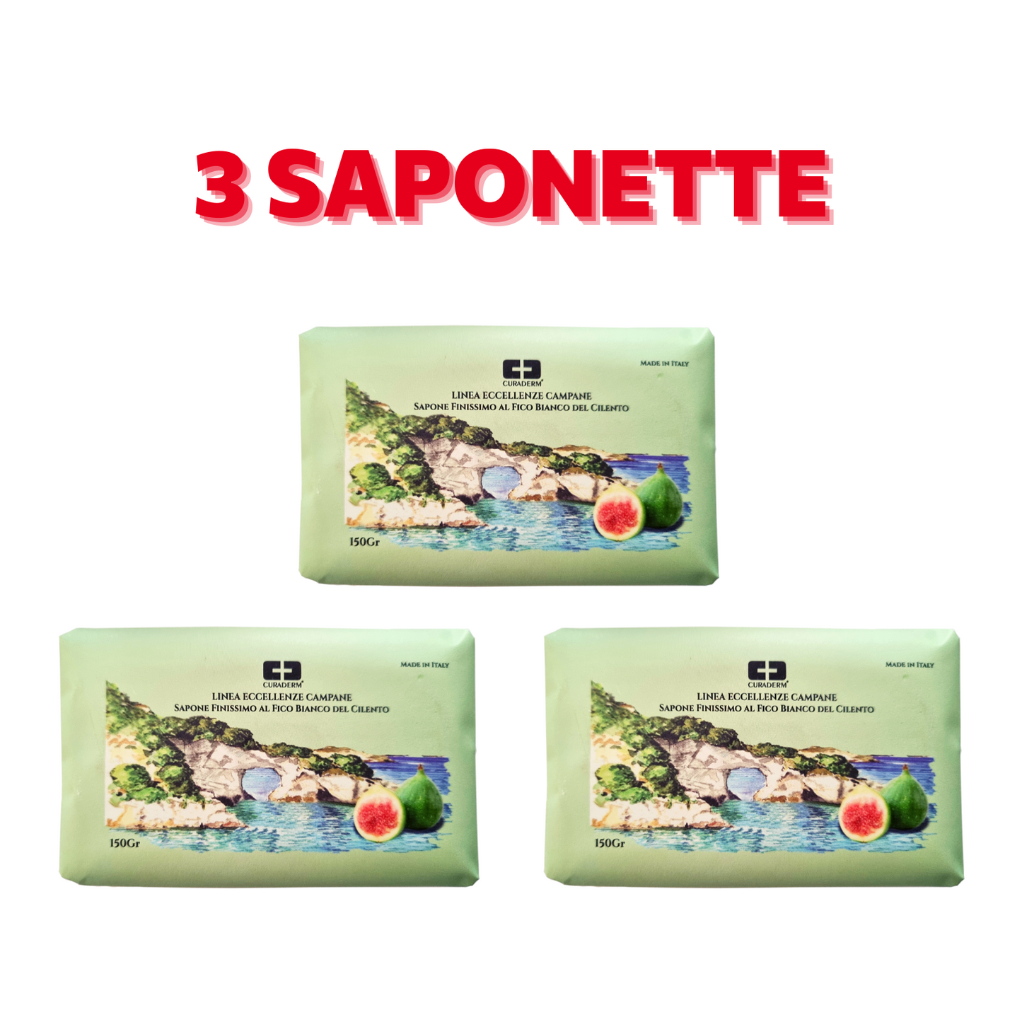 Sapone FICO BIANCO Naturale 3 SAPONETTE OLIO 100% Vegetale 3x150g Made in Italy