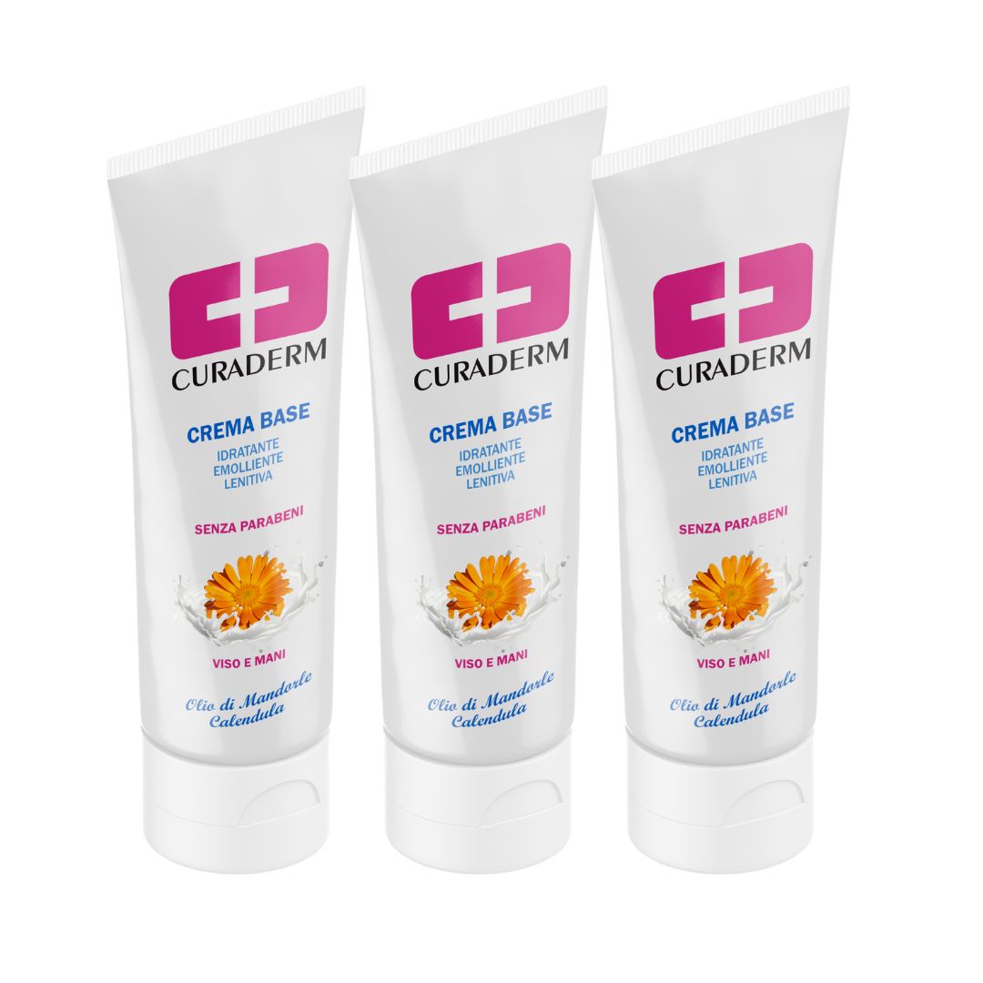 Crema Base IDRATANTE 3 Tubetti Crema Viso Mani 150ml
