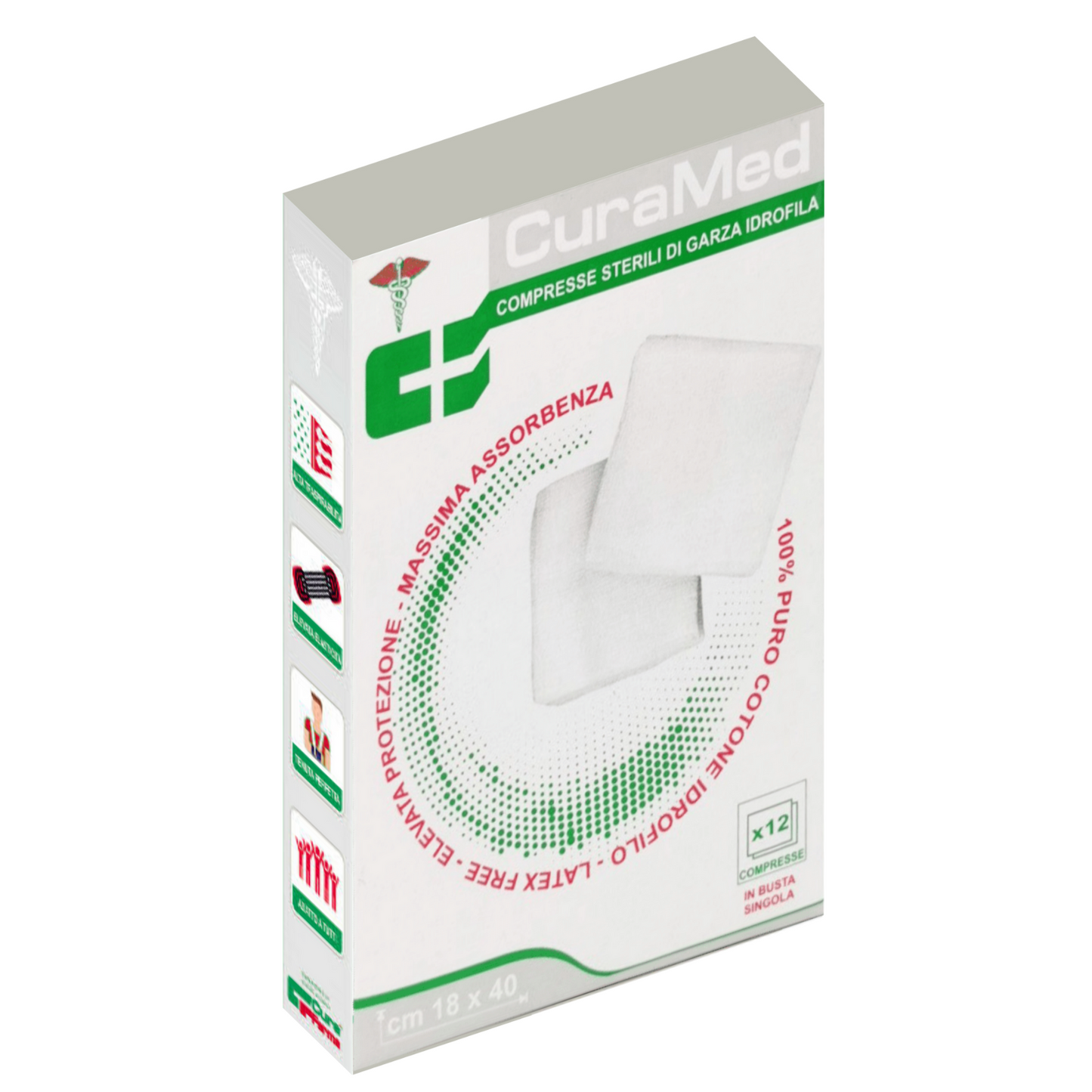 Compresse Garza Sterile (Varie Misure). 10 Confezioni Cotone Idrofilo. Garze Sterili Singolarmente Imbustate.
