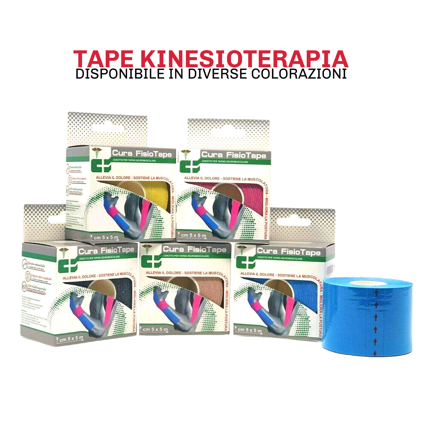 Cerotto Taping Muscolare 5 TAPE 5cm x 5m | Colore BLU