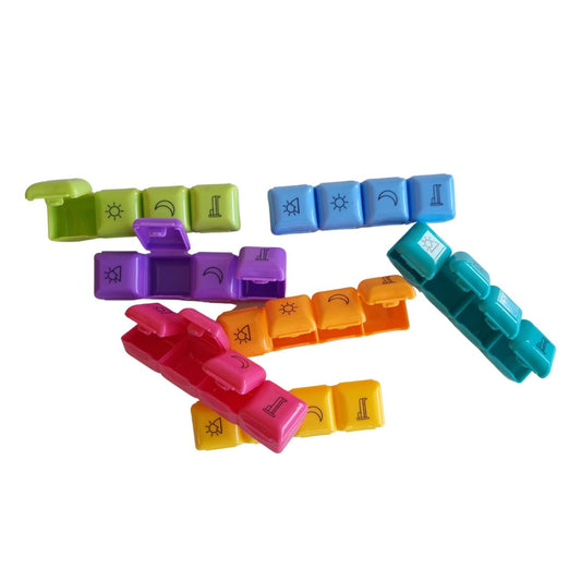 Daily Pillmate. Portapillole settimanale a quattri scomparti (per Mattina Pranzo Cena Sera) Plastica Colorata