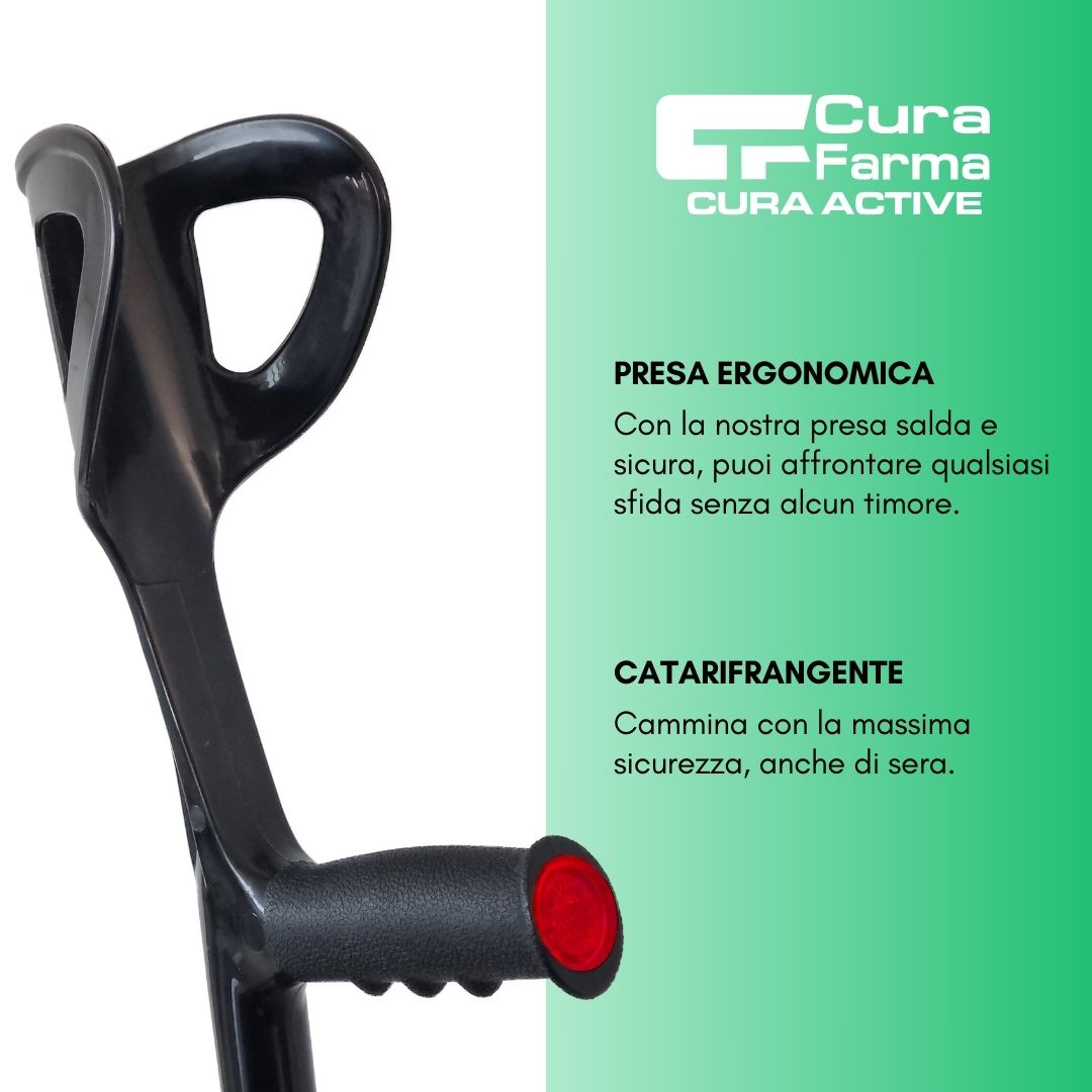 Cura Active 2 Stampelle Avambraccio Canadesi Regolabili, Allumino Leggero e Robusto