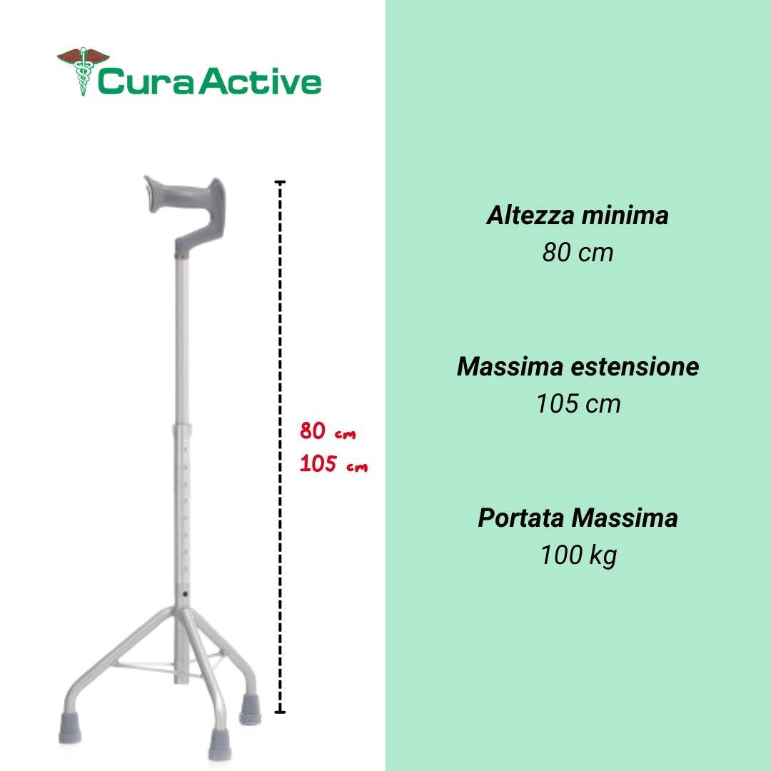 CuraWalk Tripode Manico Aperto Ausilio Passeggio per Anziani