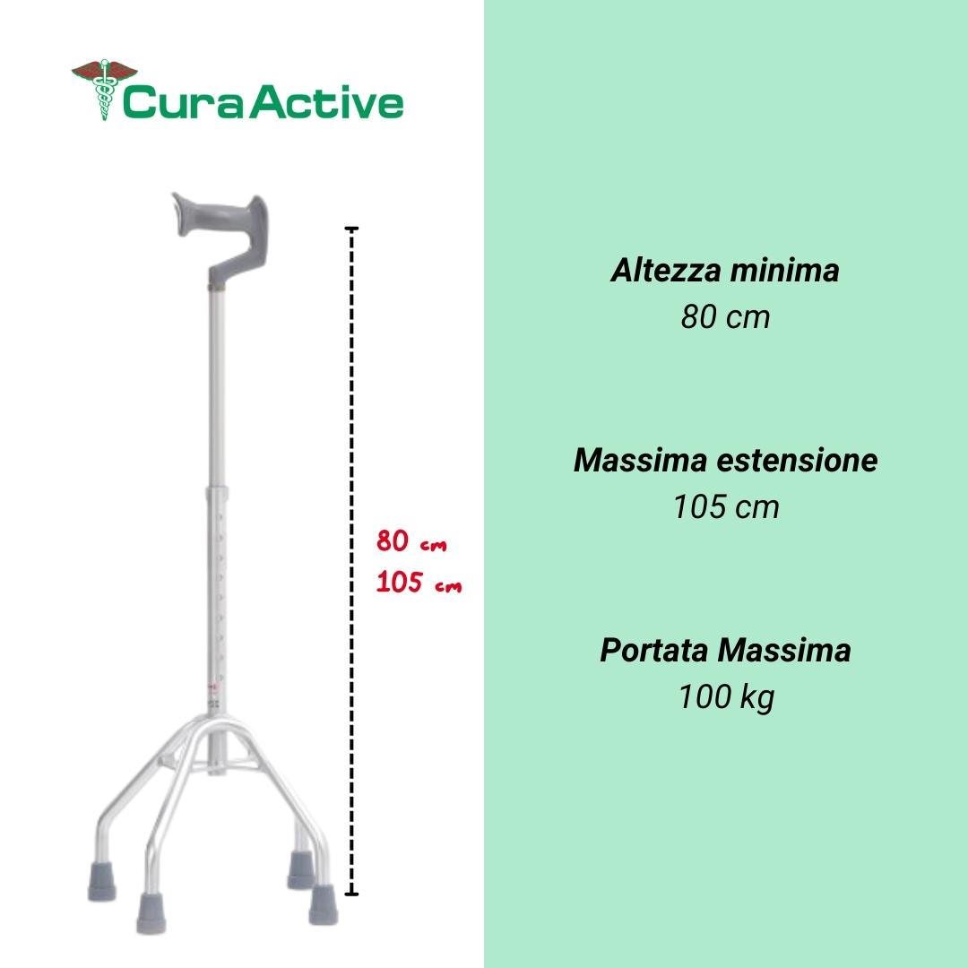 CuraWalk Quadripode Manico Aperto Ausilio Passeggio per Anziani