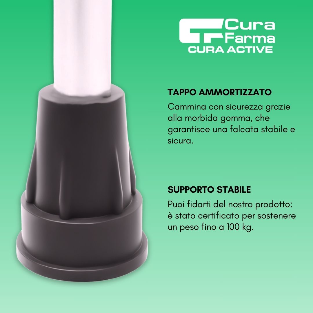 Cura Active 2 Stampelle Avambraccio Canadesi Regolabili, Allumino Leggero e Robusto