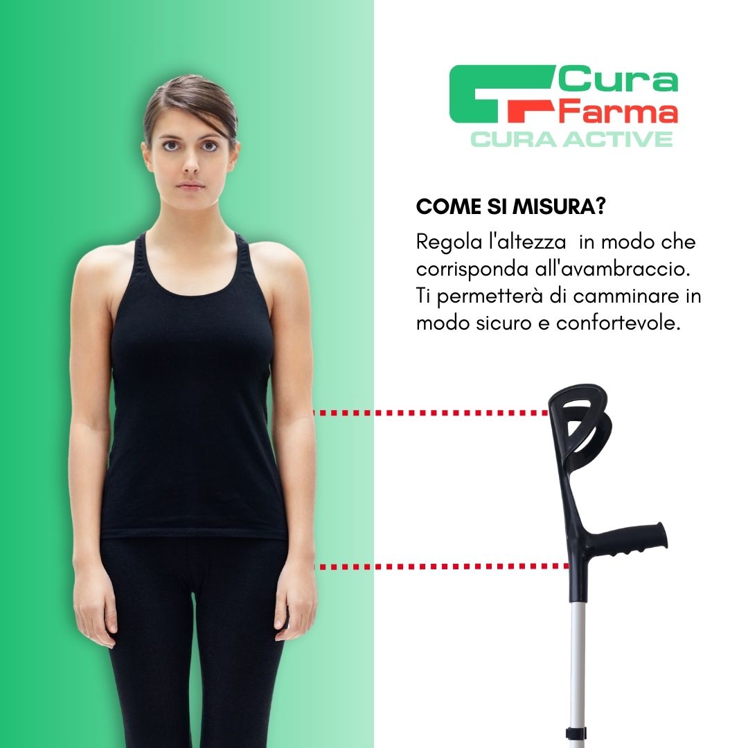 Cura Active 2 Stampelle Avambraccio Canadesi Regolabili, Allumino Leggero e Robusto