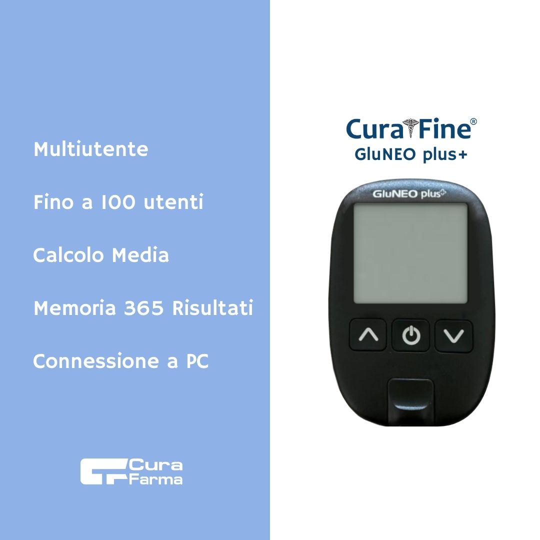 GluNeo+ Glicemia COMPLETO Glucometro TEST GLUCOSIO Pungidita Striscette Reattive