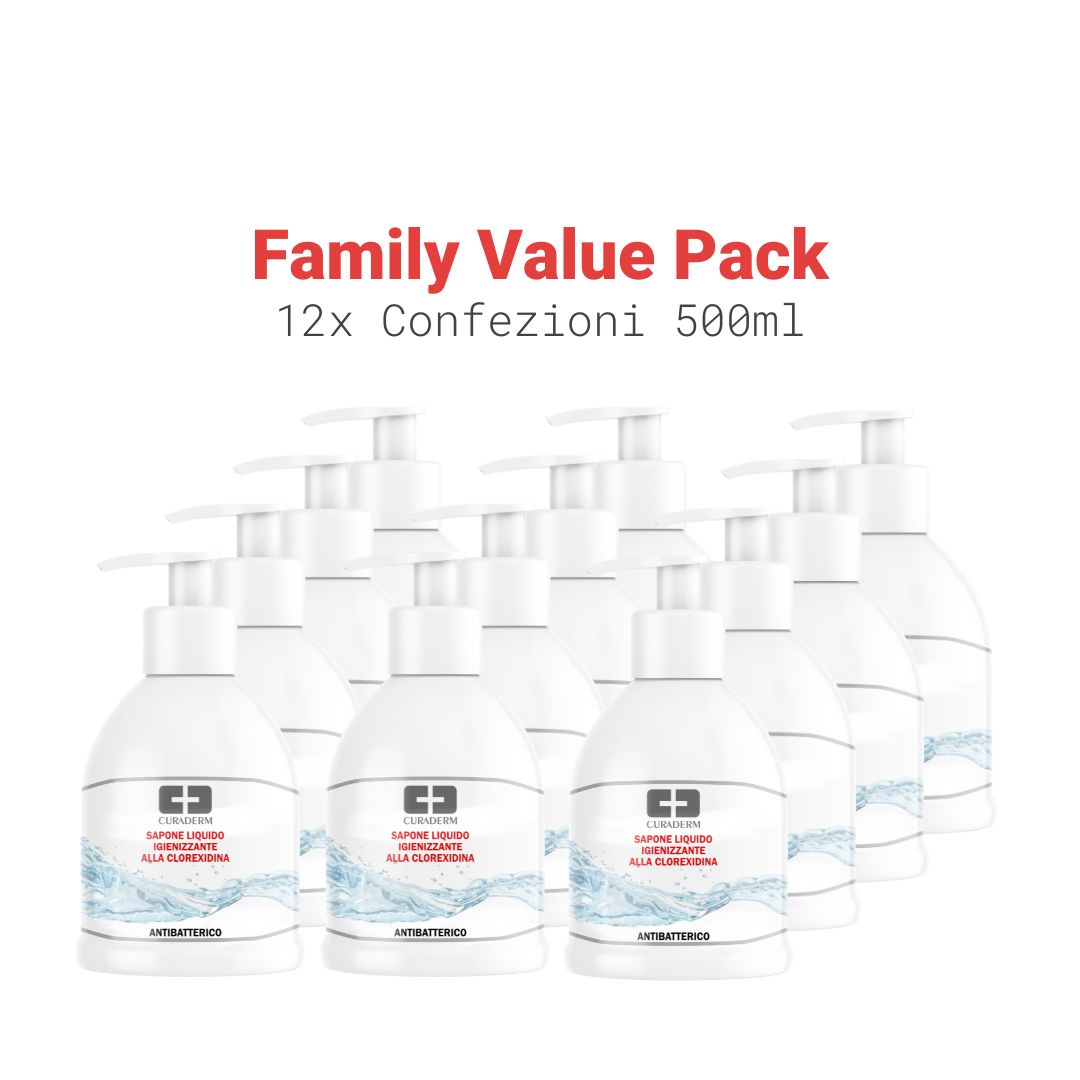 Sapone Liquido IGIENIZZANTE Clorexidina ANTIBATTERICO 12x Pack